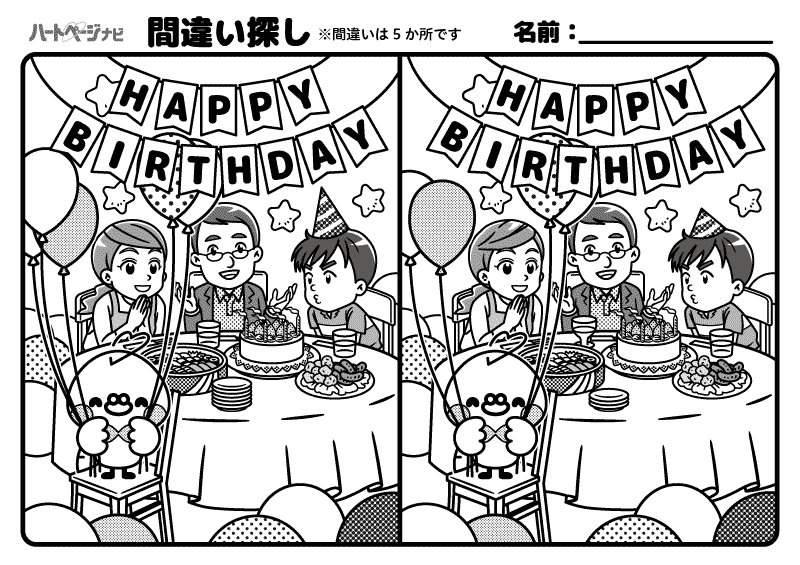 高齢者の間違い探し／誕生日会