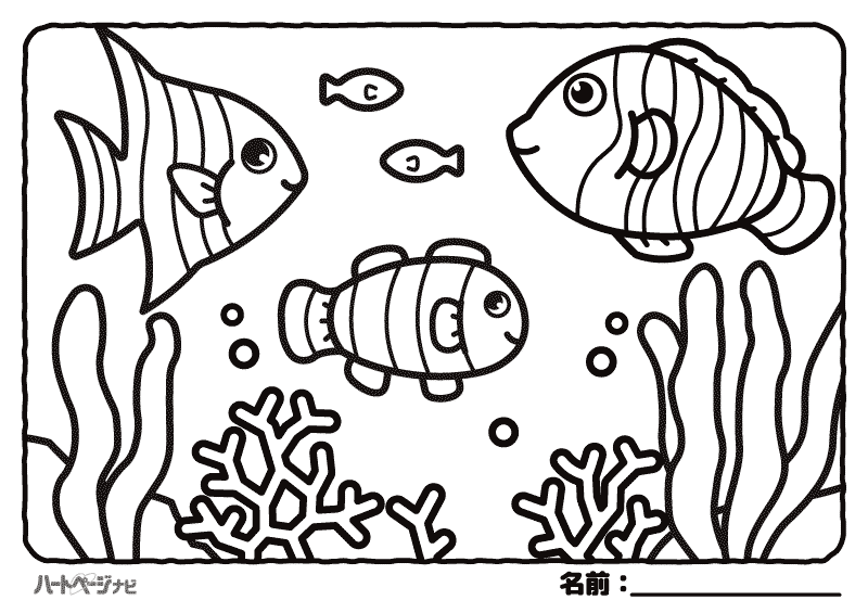 高齢者の塗り絵／色とりどりの熱帯魚