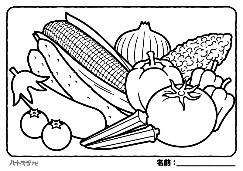 夏の食べ物の塗り絵／夏野菜
